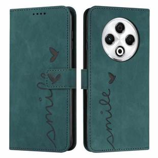 For Tecno Spark 30 4G Skin Feel Heart Embossed Leather Phone Case with Long Lanyard(Green)