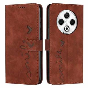 For Tecno Spark 30 4G Skin Feel Heart Embossed Leather Phone Case with Long Lanyard(Brown)