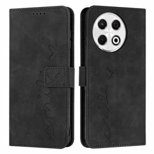 For Tecno Spark 30 Pro Skin Feel Heart Embossed Leather Phone Case with Long Lanyard(Black)