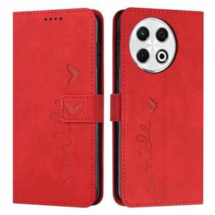 For Tecno Spark 30 Pro Skin Feel Heart Embossed Leather Phone Case with Long Lanyard(Red)