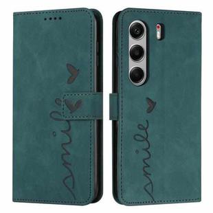 For Tecno Camon 40 4G Skin Feel Heart Embossed Leather Phone Case with Long Lanyard(Green)