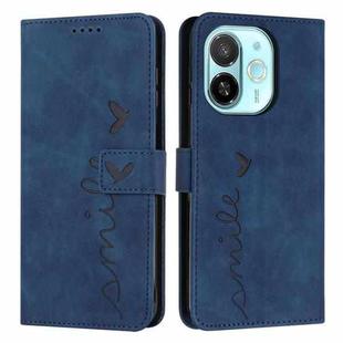 For Tecno Spark 30C 5G / Pop 9 5G Skin Feel Heart Embossed Leather Phone Case with Long Lanyard(Blue)