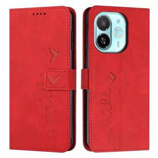 For Tecno Spark 30C 5G / Pop 9 5G Skin Feel Heart Embossed Leather Phone Case with Long Lanyard(Red)