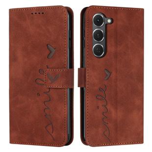 For Tecno Spark 40 Pro 4G Skin Feel Heart Embossed Leather Phone Case with Long Lanyard(Brown)