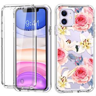 For iPhone 11 C Style Pattern PC + TPU + PET Screen Protection IMD Craft Case(Pink Flower)