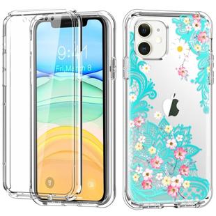 For iPhone 11 C Style Pattern PC + TPU + PET Screen Protection IMD Craft Case(Lace Flower)