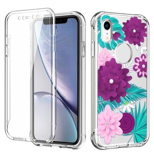 For iPhone 11 For iPhone XR C Style Pattern PC + TPU + PET Screen Protection IMD Craft Case(Purple Flower)
