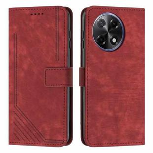 For Tecno Camon 30S Skin Feel Stripe Pattern Leather Phone Case with Long Lanyard(Red)