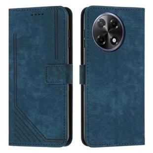 For Tecno Camon 30S Skin Feel Stripe Pattern Leather Phone Case with Long Lanyard(Blue)