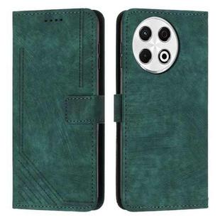 For Tecno Spark 30 Pro Skin Feel Stripe Pattern Leather Phone Case with Long Lanyard(Green)