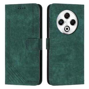 For Tecno Spark 30 4G Skin Feel Stripe Pattern Leather Phone Case with Long Lanyard(Green)