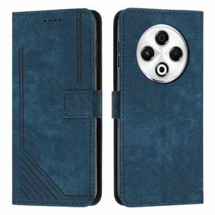 For Tecno Spark 30 4G Skin Feel Stripe Pattern Leather Phone Case with Long Lanyard(Blue)