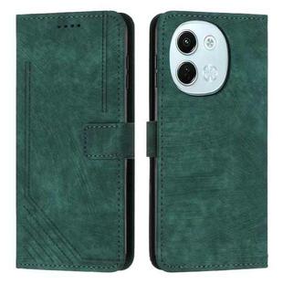 For Tecno Spark 30 5G Skin Feel Stripe Pattern Leather Phone Case with Long Lanyard(Green)