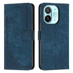 For Tecno Spark 30C 5G / Pop 9 5G Skin Feel Stripe Pattern Leather Phone Case with Long Lanyard(Blue)