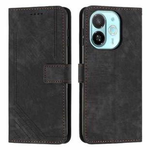 For Tecno Spark 30C 5G / Pop 9 5G Skin Feel Stripe Pattern Leather Phone Case with Long Lanyard(Black)