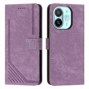 For Tecno Spark 30C 5G / Pop 9 5G Skin Feel Stripe Pattern Leather Phone Case with Long Lanyard(Purple)