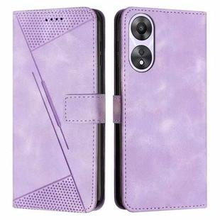 For OPPO A58 / A78 Dream Triangle Leather Phone Case with Long  Lanyard(Purple)