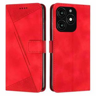 For Tecno Spark 20 Dream Triangle Leather Phone Case with Long  Lanyard(Red)