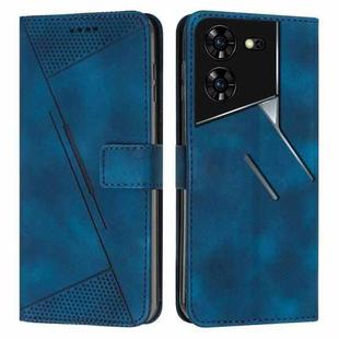 For Tecno Pova 5 Pro Dream Triangle Leather Phone Case with Long  Lanyard(Blue)