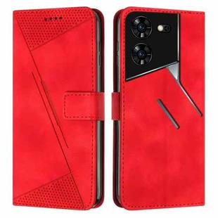 For Tecno Pova 5 Pro Dream Triangle Leather Phone Case with Long  Lanyard(Red)