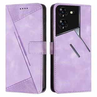 For Tecno Pova 5 Pro Dream Triangle Leather Phone Case with Long  Lanyard(Purple)