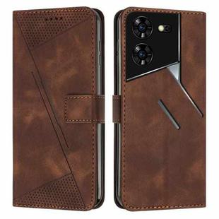 For Tecno Pova 5 Pro Dream Triangle Leather Phone Case with Long  Lanyard(Brown)