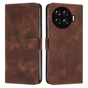 For Tecno Spark 20 Pro+ Dream Triangle Leather Phone Case with Long  Lanyard(Brown)