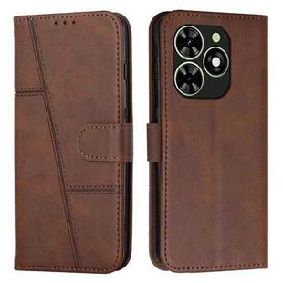 For Tecno Spark Go 2024 / POP 8 Stitching Calf Texture Buckle Leather Phone Case(Brown)