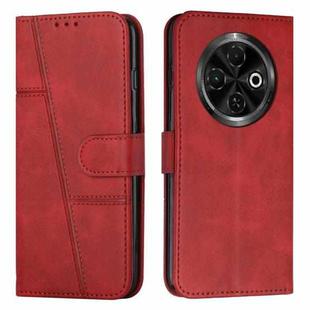 For Tecno Spark 30C Stitching Calf Texture Buckle Leather Phone Case(Red)