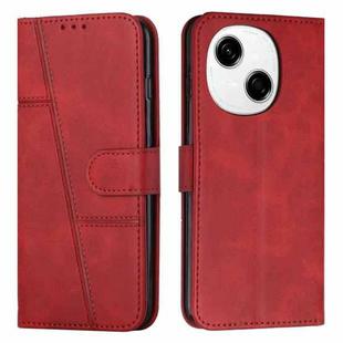 For Tecno Spark Go 1 Stitching Calf Texture Buckle Leather Phone Case(Red)