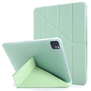 For iPad Pro 12.9 (2020/2018) Multi-folding Horizontal Flip PU Leather + Shockproof TPU Case with Holder & Pen Slot(Green)