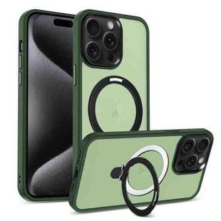 For iPhone 15 Pro Max Skin-feel MagSafe Holder PC Hybrid TPU Phone Case(Green)