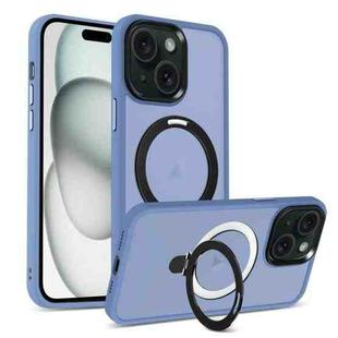 For iPhone 15 Skin-feel MagSafe Holder PC Hybrid TPU Phone Case(Blue)