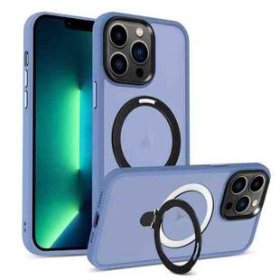 For iPhone 13 Pro Max Skin-feel MagSafe Holder PC Hybrid TPU Phone Case(Blue)