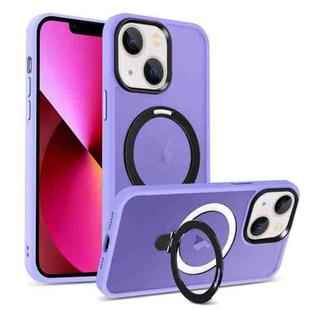 For iPhone 13 Skin-feel MagSafe Holder PC Hybrid TPU Phone Case(Purple)