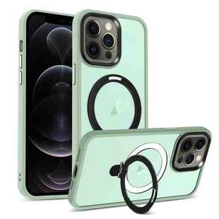 For iPhone 12 Pro MagSafe Holder Skin-feel PC Hybrid TPU Phone Case(Matcha Green)