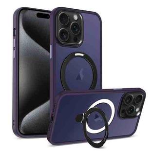 For iPhone 16 Pro Max Skin-feel MagSafe Holder PC Hybrid TPU Phone Case(Dark Purple)