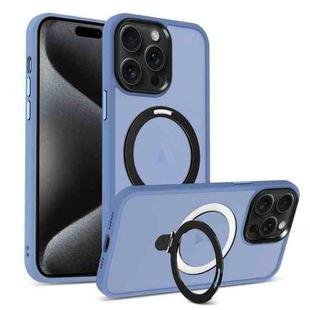 For iPhone 16 Pro Skin-feel MagSafe Holder PC Hybrid TPU Phone Case(Blue)