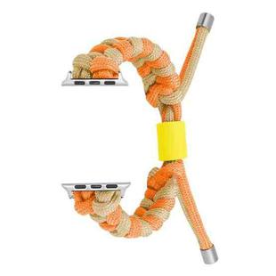 For Apple Watch Ultra 49mm Paracord Fishtail Braided Silicone Bead Watch Band(Orange Yellow)