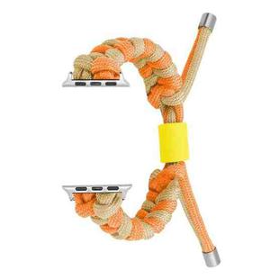 For Apple Watch Series 3 42mm Paracord Fishtail Braided Silicone Bead Watch Band(Orange Yellow)