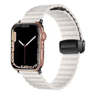 For Apple Watch Series 3 38mm Water Ripple Magnetic Folding Buckle Watch Band, Style: Bold Version(Starlight Color)