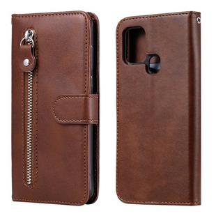 For Samsung Galaxy A21s Fashion Calf Texture Zipper Horizontal Flip Leather Case with Holder & Card Slots & Wallet(Brown)