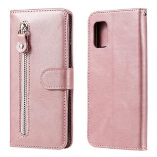 For Samsung Galaxy A71 5G Fashion Calf Texture Zipper Horizontal Flip Leather Case with Holder & Card Slots & Wallet(Rose Gold)