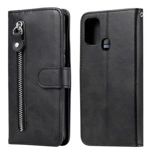 For Samsung Galaxy M31 Fashion Calf Texture Zipper Horizontal Flip Leather Case with Holder & Card Slots & Wallet(Black)