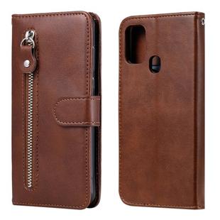 For Samsung Galaxy M31 Fashion Calf Texture Zipper Horizontal Flip Leather Case with Holder & Card Slots & Wallet(Brown)