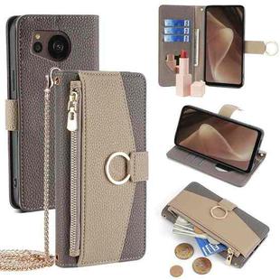 For Sharp Aquos Sense7 Plus Crossbody Litchi Texture Leather Phone Case(Grey)