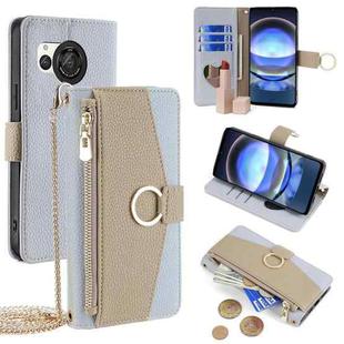 For Sharp Aquos R8 SH-52D Crossbody Litchi Texture Leather Phone Case(Blue)