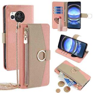 For Sharp Aquos R8 SH-52D Crossbody Litchi Texture Leather Phone Case(Pink)