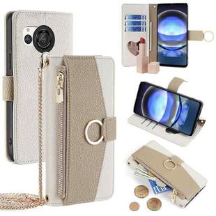 For Sharp Aquos R8 SH-52D Crossbody Litchi Texture Leather Phone Case(White)