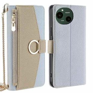 For Sharp Aquos R9 Crossbody Litchi Texture Leather Phone Case(Blue)